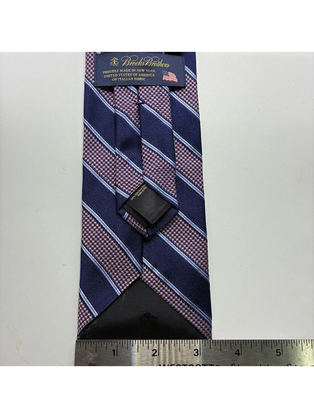 Brooks Brothers Neck Tie Made USA NY Silk Blue Pink Stripe Business 3